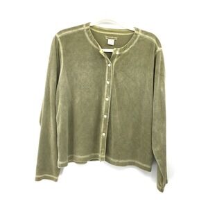 vintage mod-O-Doc terry green cardigan minimalist boho lagenlook coastal 3 L